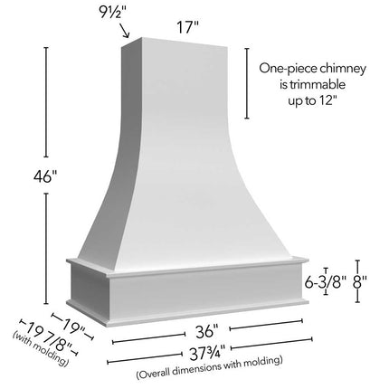 RHCA36 ( CURVED ARTISAN HOOD - 36